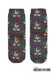 Black Ho ho Ho Christmas Print Socks
