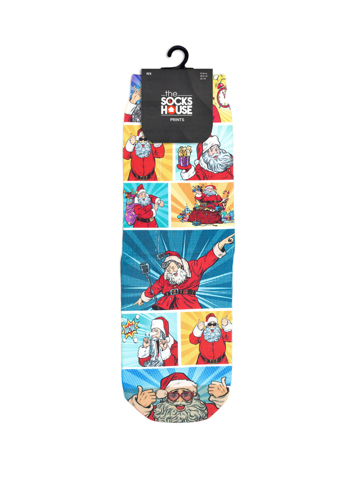 Santa Having Fun Christmas Print Socks