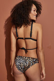 Womens Triangle Leopar Pattern Bikini Set - Criss Cross Bikini Set Two Piece 1556