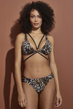 Womens Triangle Leopar Pattern Bikini Set - Criss Cross Bikini Set Two Piece 1556