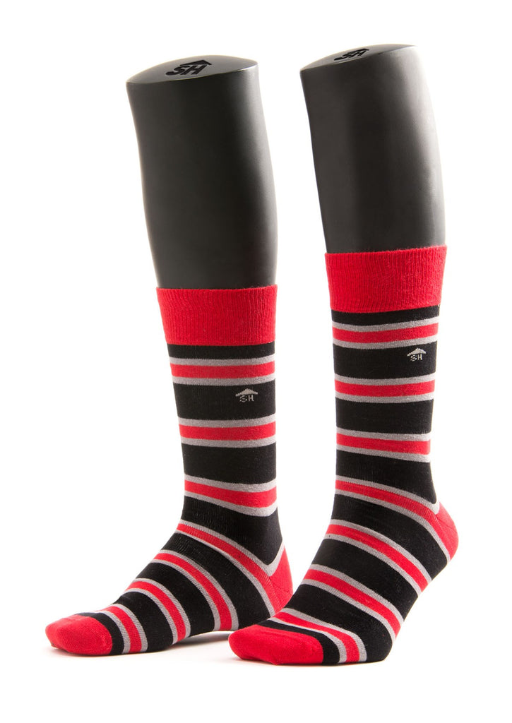 Black Red Stripes Design Men Socks