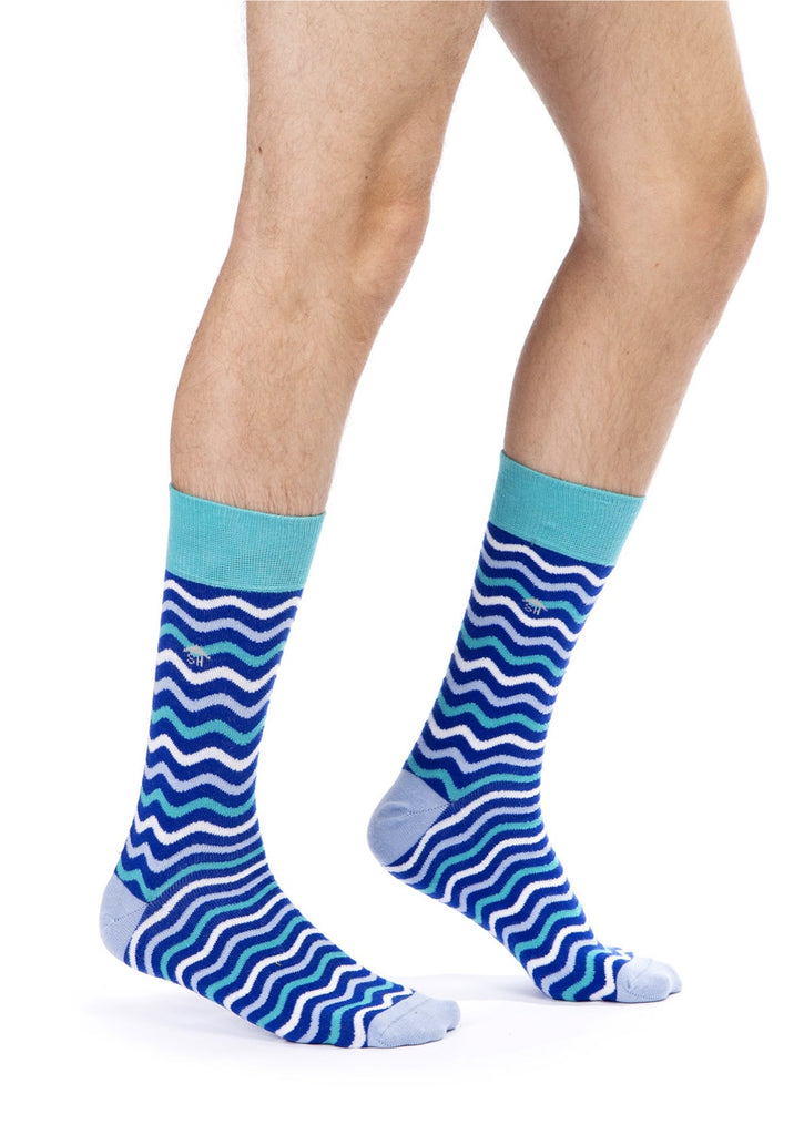 Blue Waves Design Men Socks