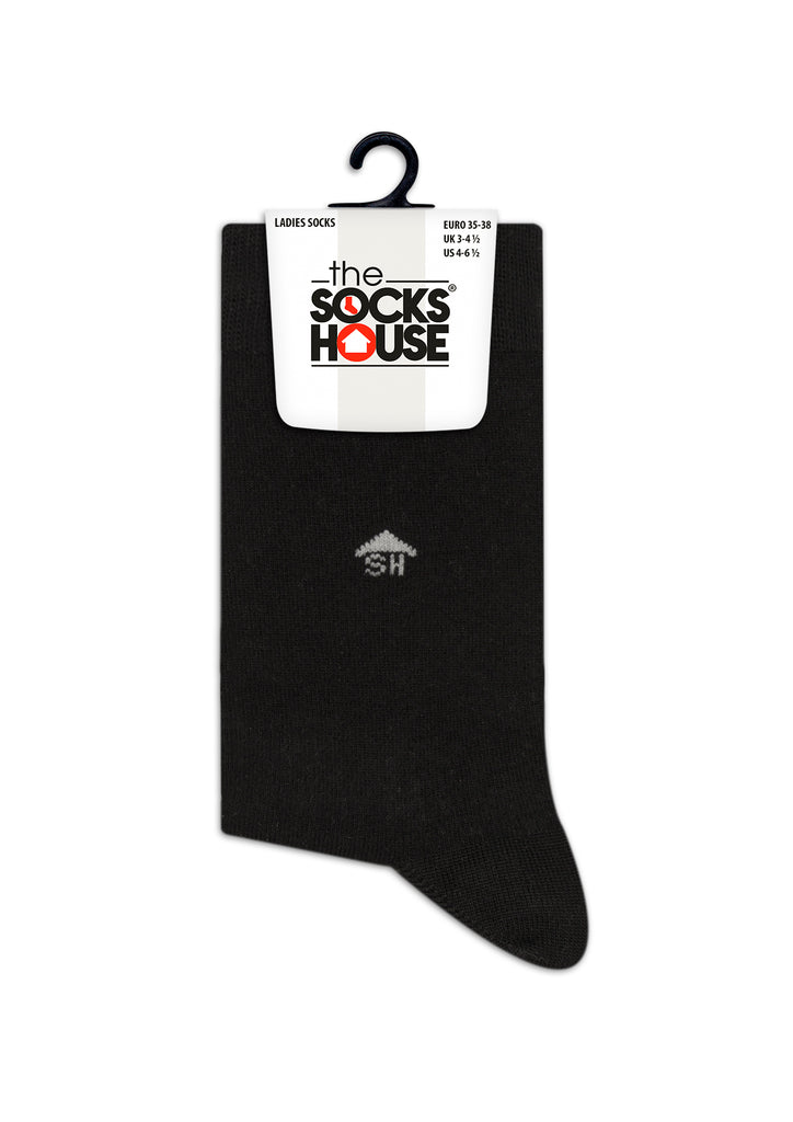 Black Plain Knit Women Bamboo Socks