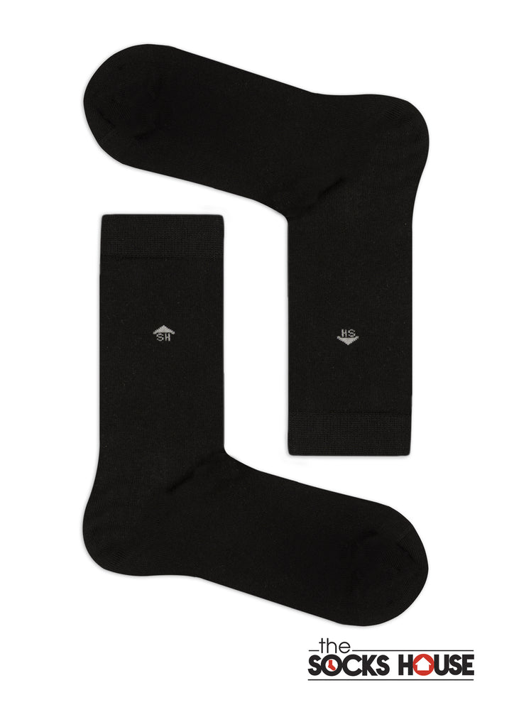 Black Plain Knit Women Bamboo Socks