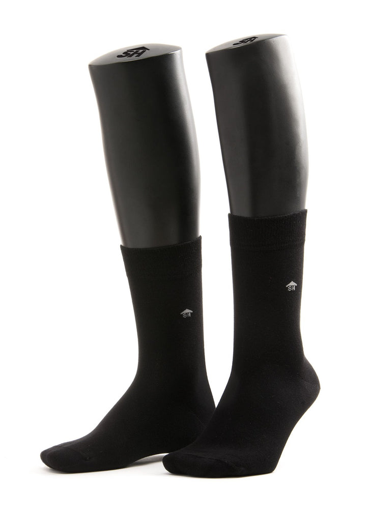 Black Plain Knit Bamboo Socks