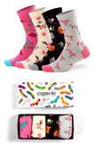 Women Animal Design Gift Set with 4 Pairs Size 5-9