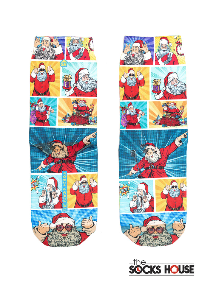 Santa Having Fun Christmas Print Socks