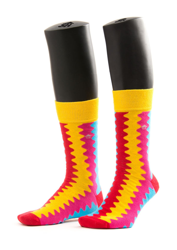 Colored Waves Design Men Socks