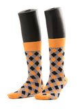 Schwarz-orangefarbene Socken mit Argyles-Design