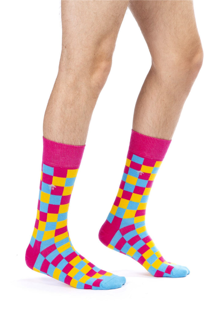 Multi Color Squares Design Men Socks