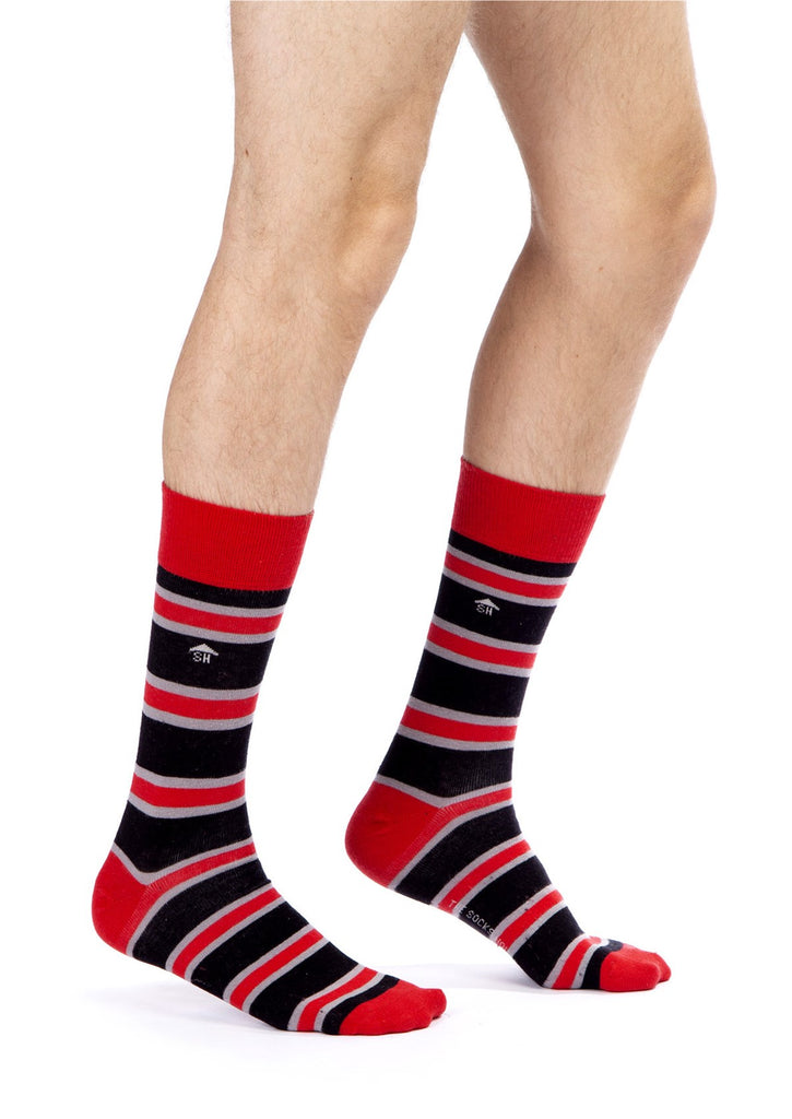 Black Red Stripes Design Men Socks