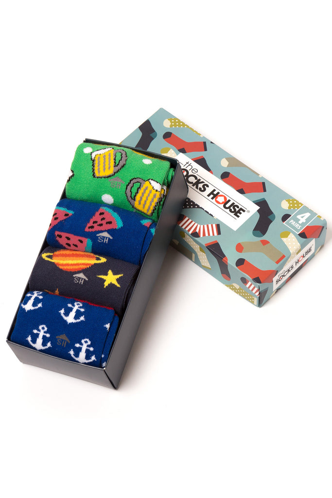 Men Theme Gift Set with 4 Pairs of Socks