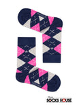 Pink Argyle Design Women Bamboo Socks