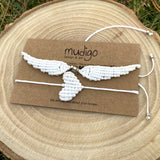 Angel Wing and Heart Knitting Bracelet - Knitting Angel Wristband, Angel and Heart Macrame Bracelet