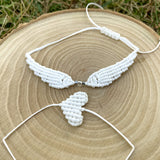 Angel Wing and Heart Knitting Bracelet - Knitting Angel Wristband, Angel and Heart Macrame Bracelet