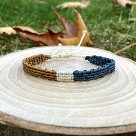 Adjustable Unisex Macrame Wristband, Bohemian knitting Bracelet, Autumn Colors Bracelet