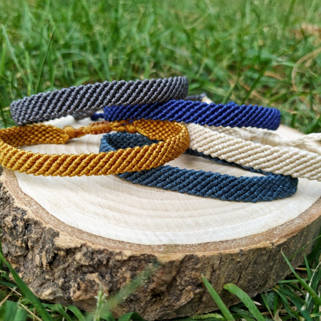 Colorful Handmade Knitted Wax String Link Chain Bracelets For Men