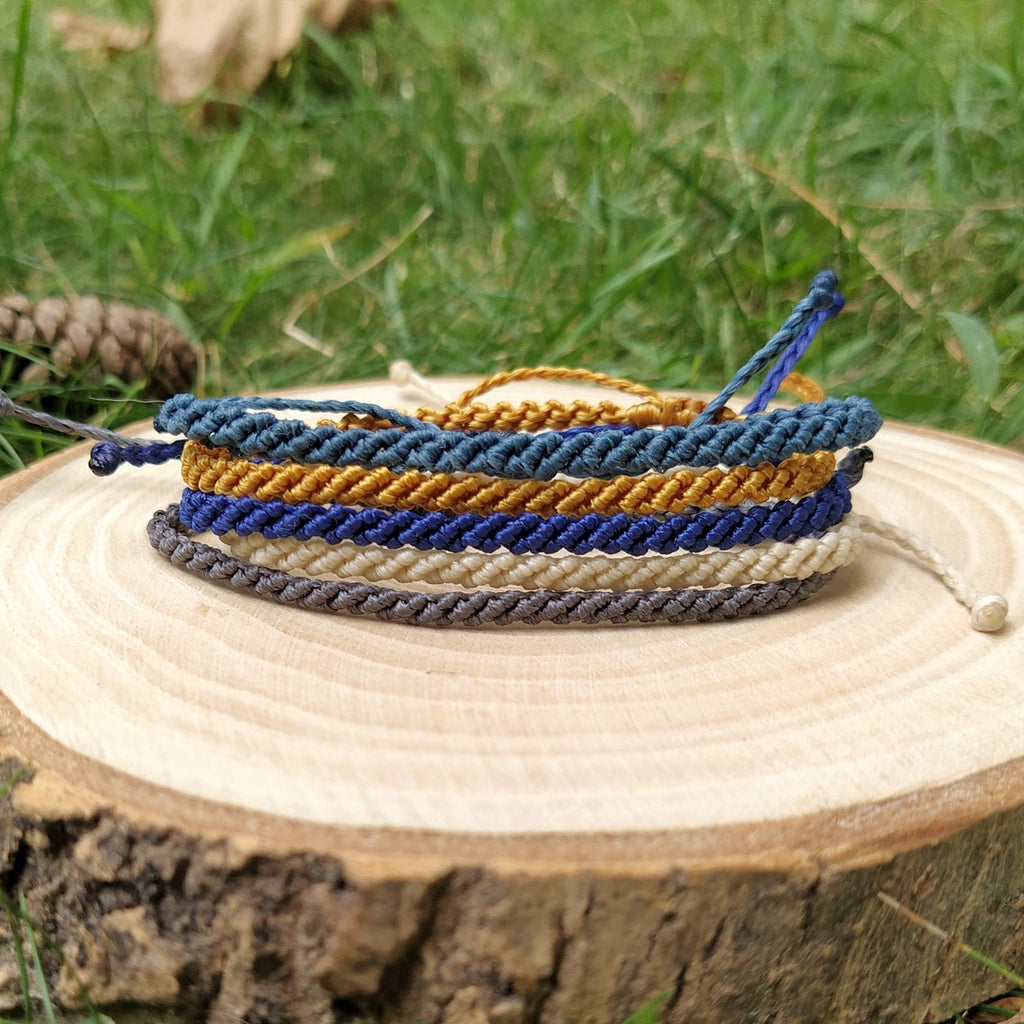 Adjustable Unisex Knitting Wristband, Boho & Hippie's Waxed Thread Bracelet, Braided Rope Bracelet 0.24''(6mm) / Yellow